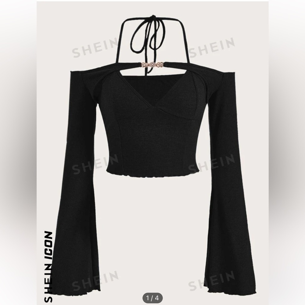 Black Longsleeve with Gold Detailing S